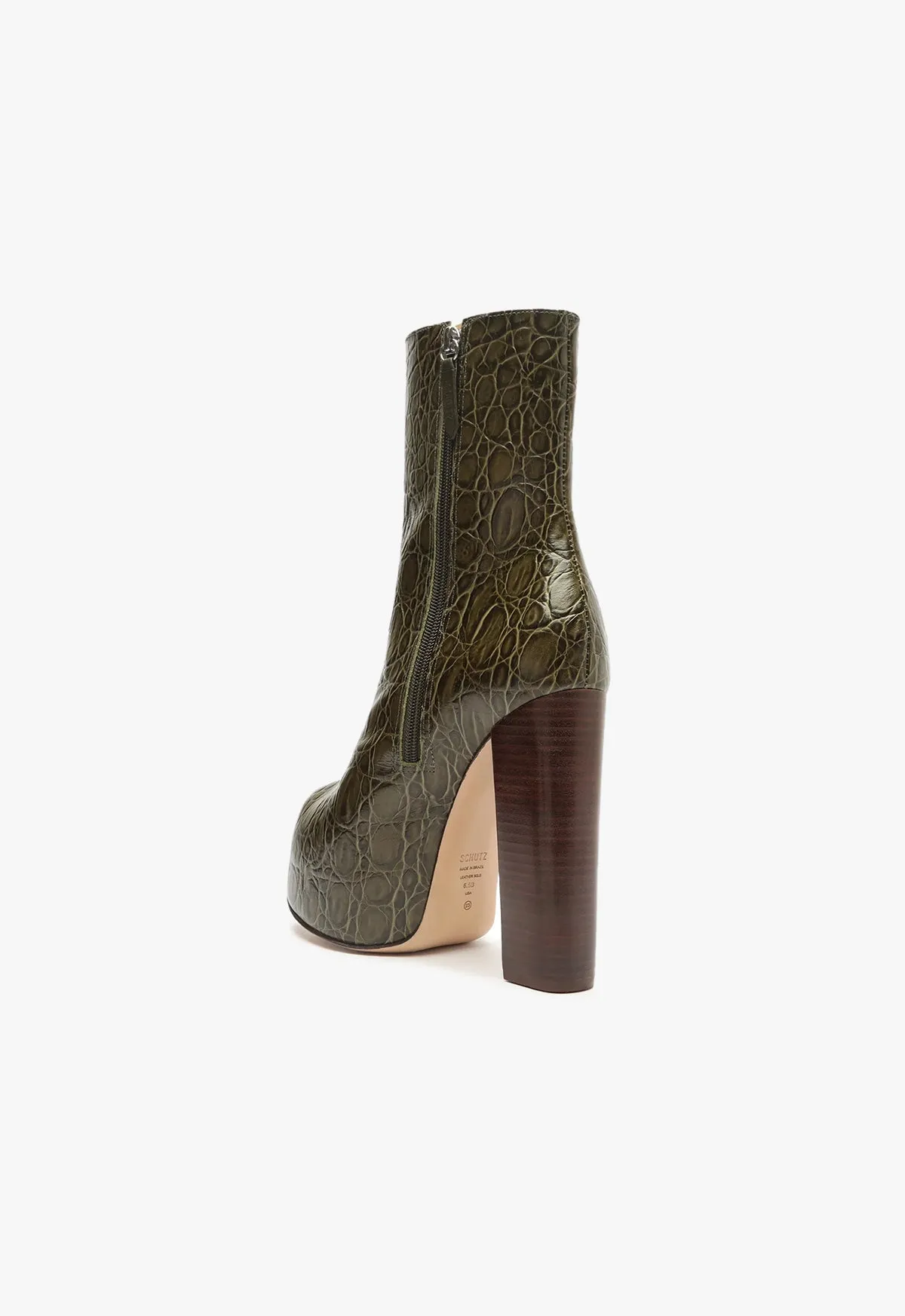 Leighton Crocodile-Embossed Leather Bootie