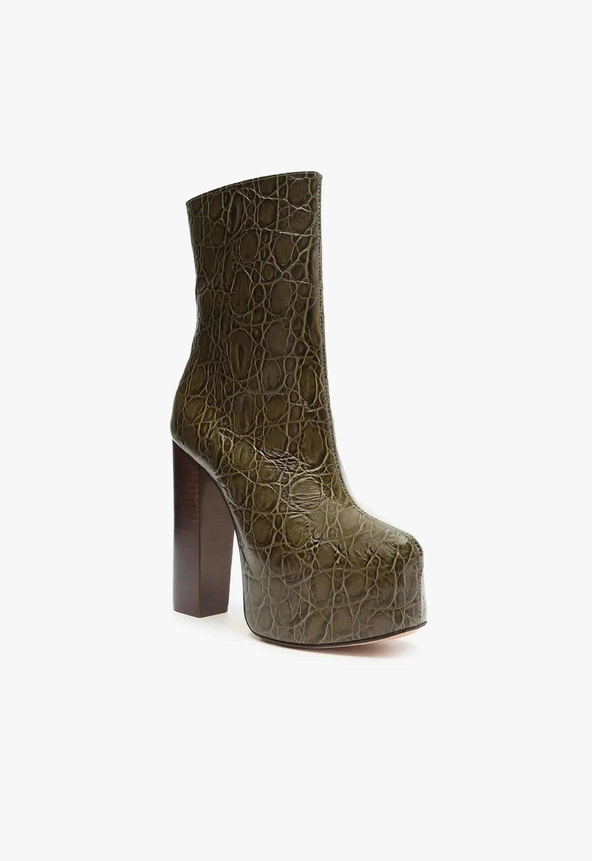 Leighton Crocodile-Embossed Leather Bootie