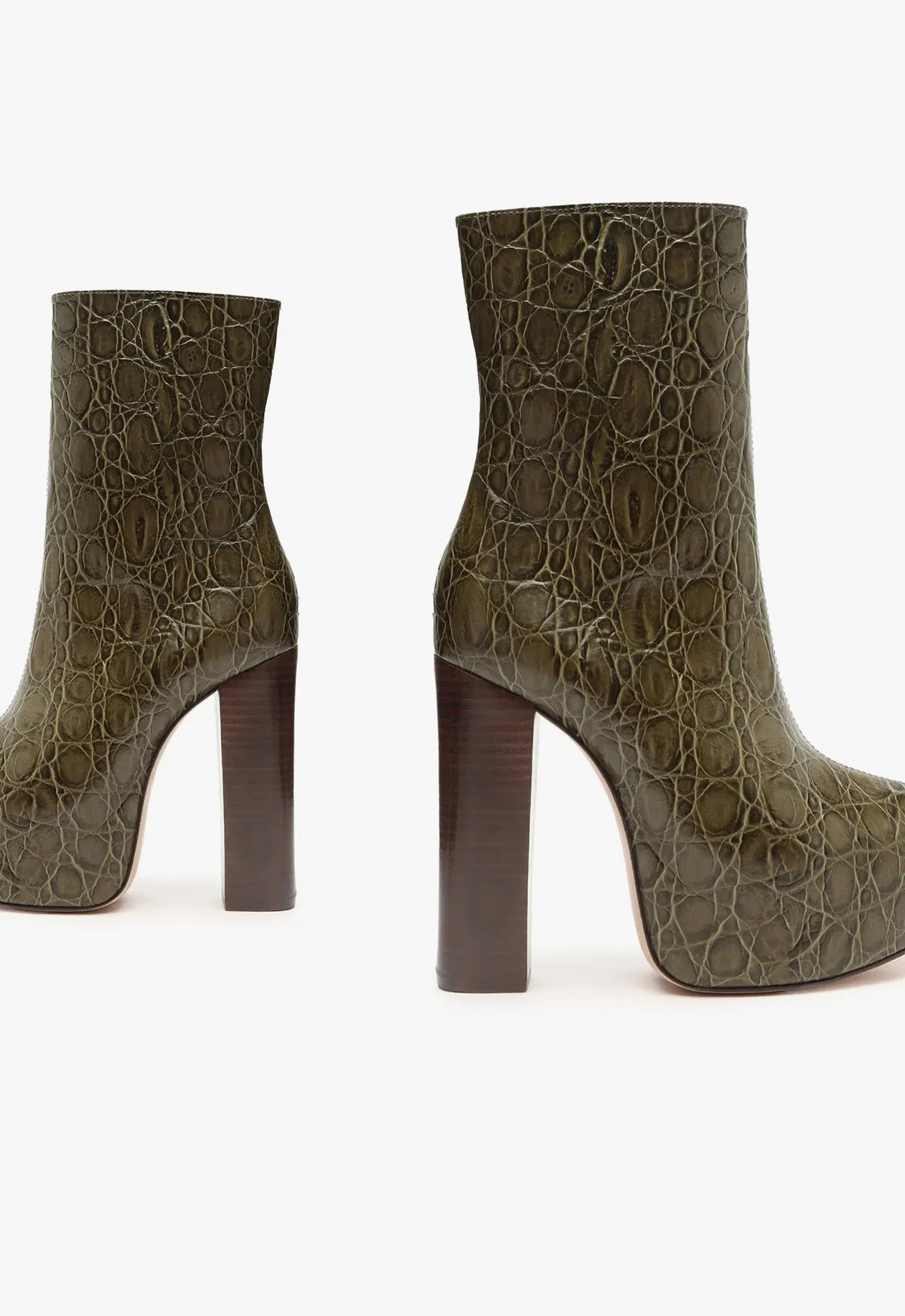 Leighton Crocodile-Embossed Leather Bootie