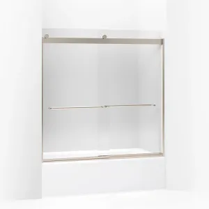 Levity 59.75" Clear Glass Sliding Bath Door in Anodized Brushed Bronze