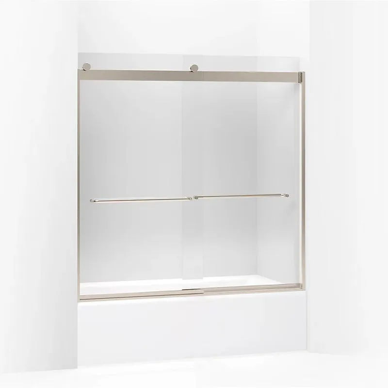 Levity 59.75" Clear Glass Sliding Bath Door in Anodized Brushed Bronze