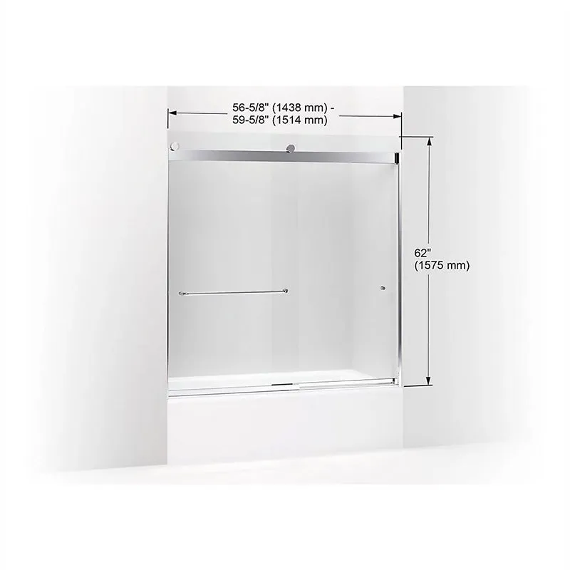 Levity 61.25" Clear Glass Sliding Bath Door in Brushed Nickel