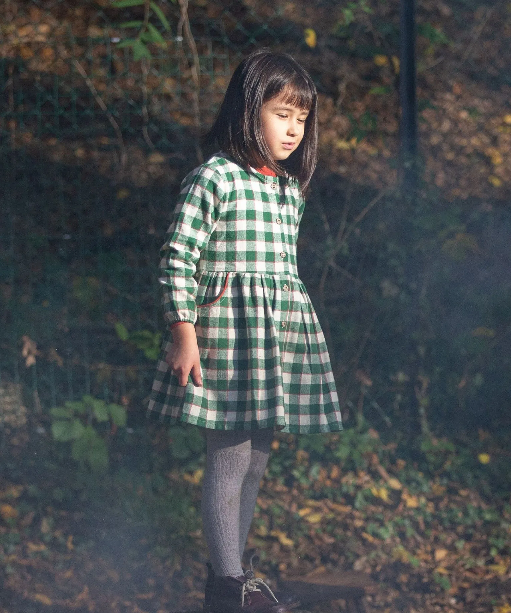 LGR Check Pocket Dress - Fern Green