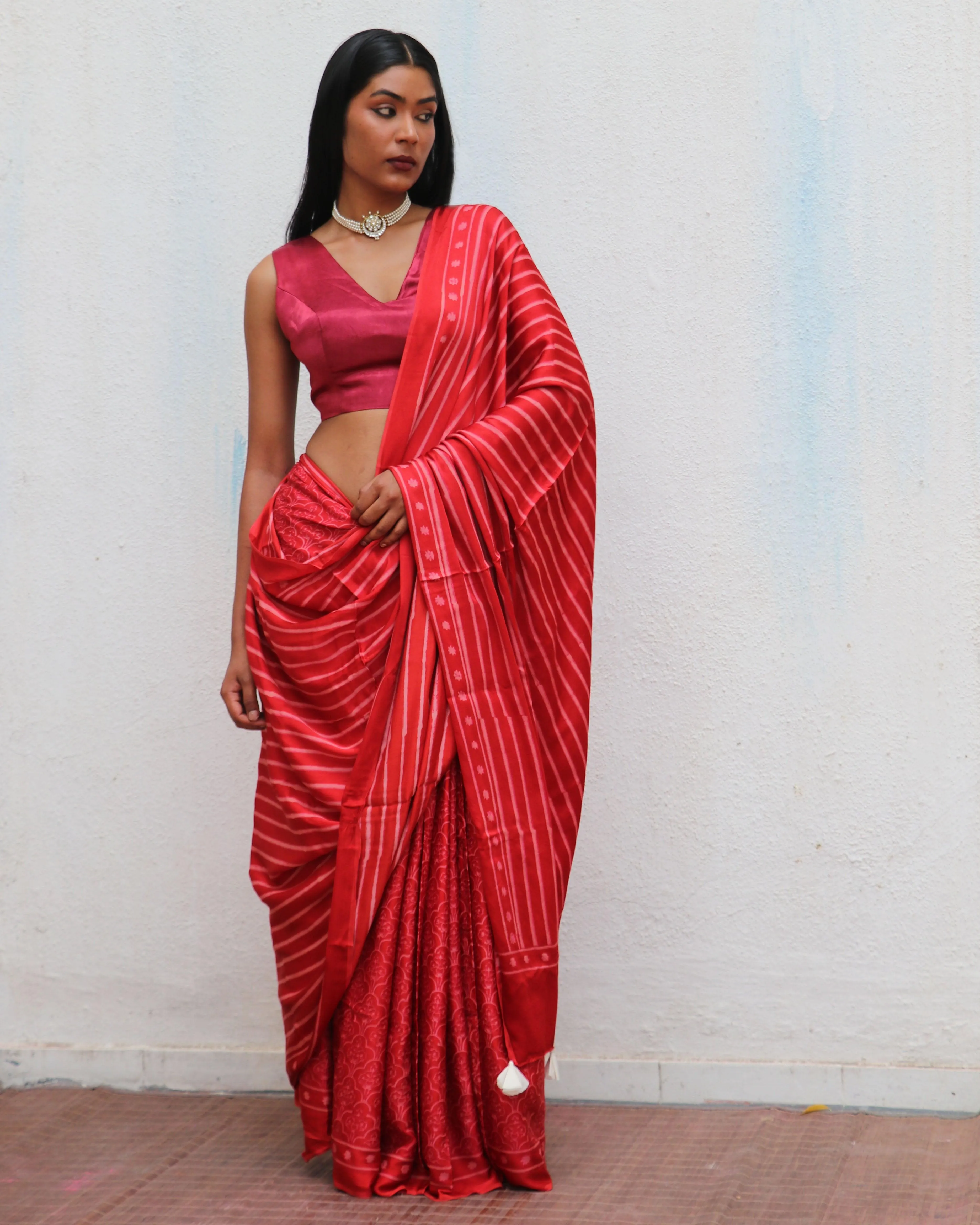 Ma Cherie Blockprinted Modal Silk Saree