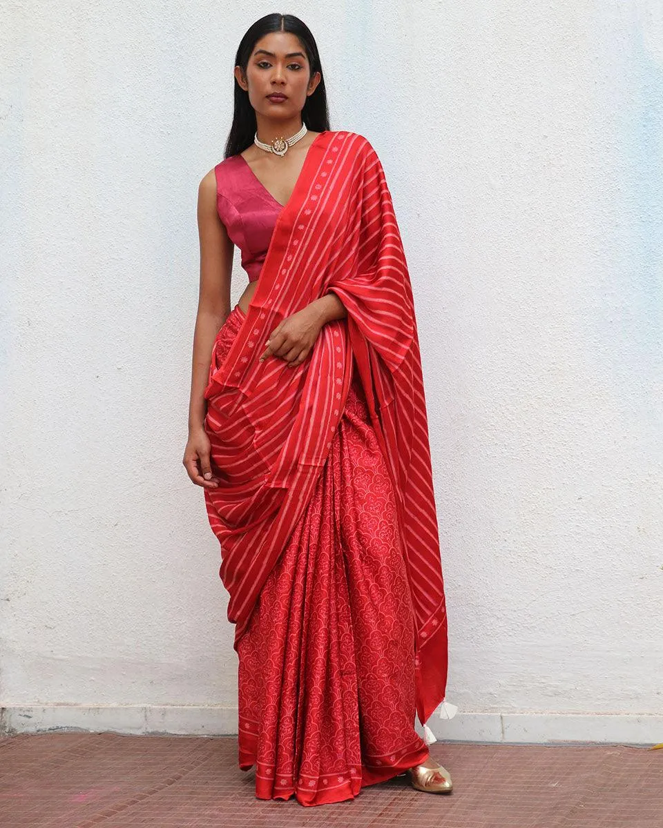 Ma Cherie Blockprinted Modal Silk Saree