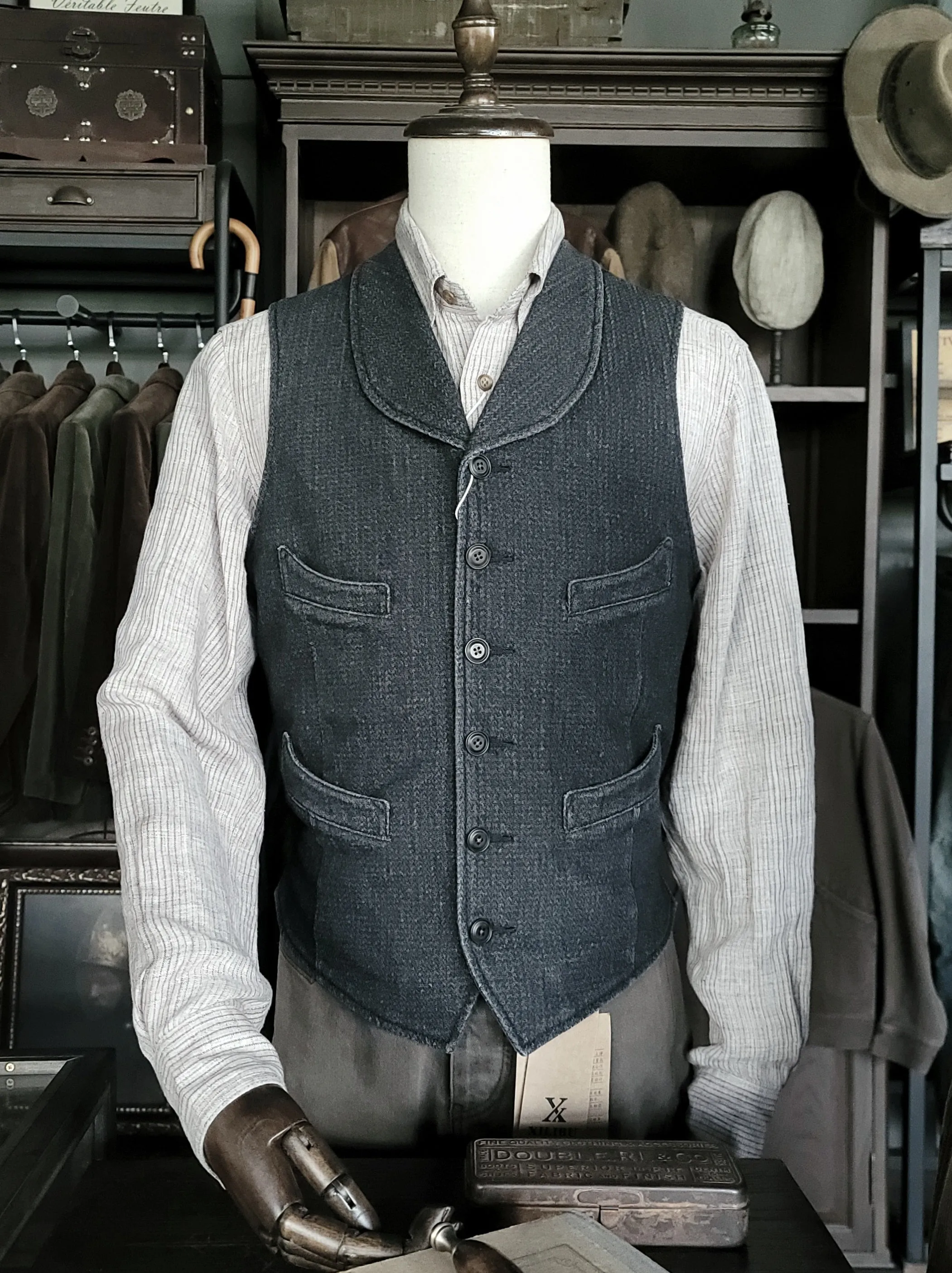 Men's Charcoal Shawl Collar Vest