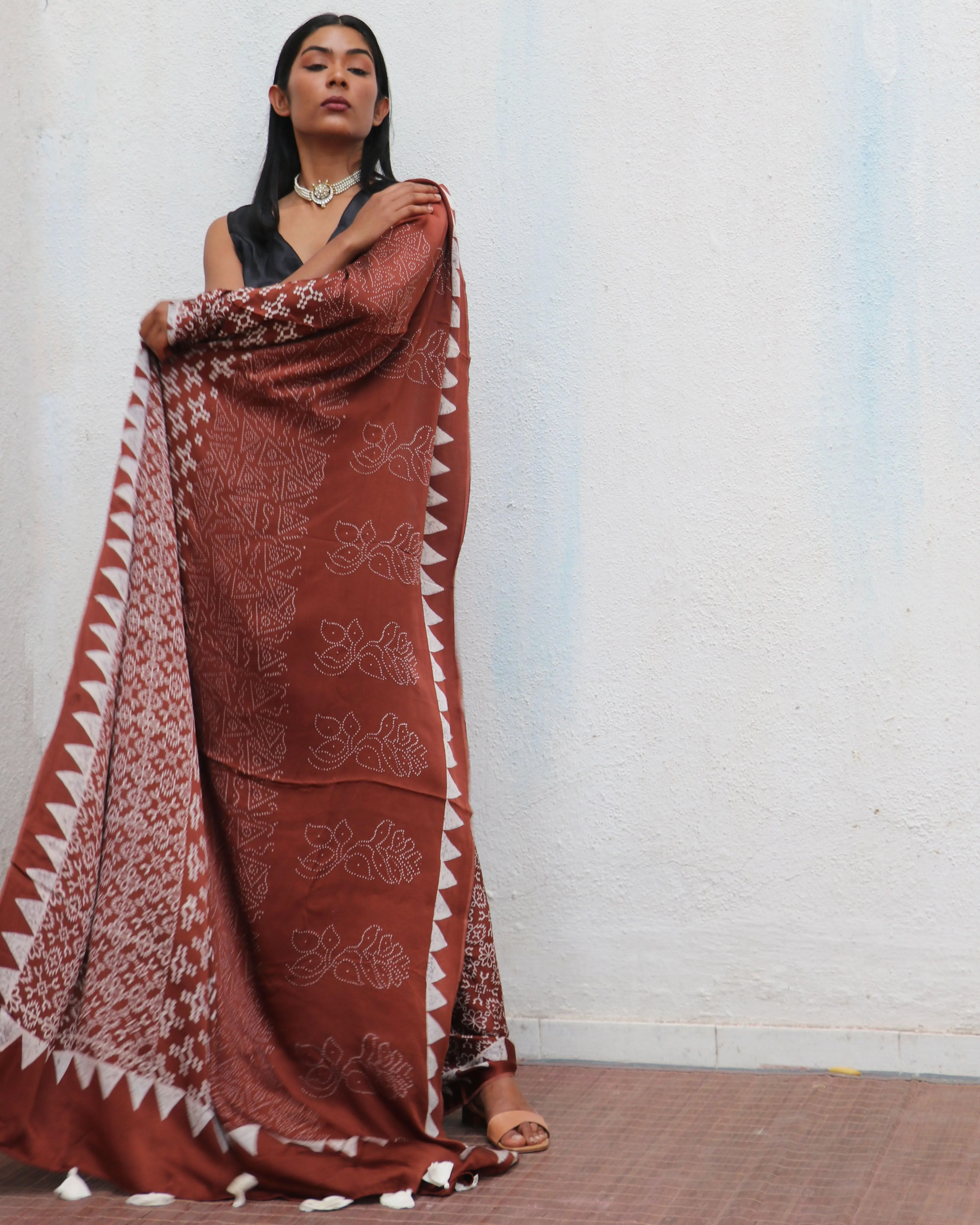 Mi Alma Blockprinted Modal Silk Saree