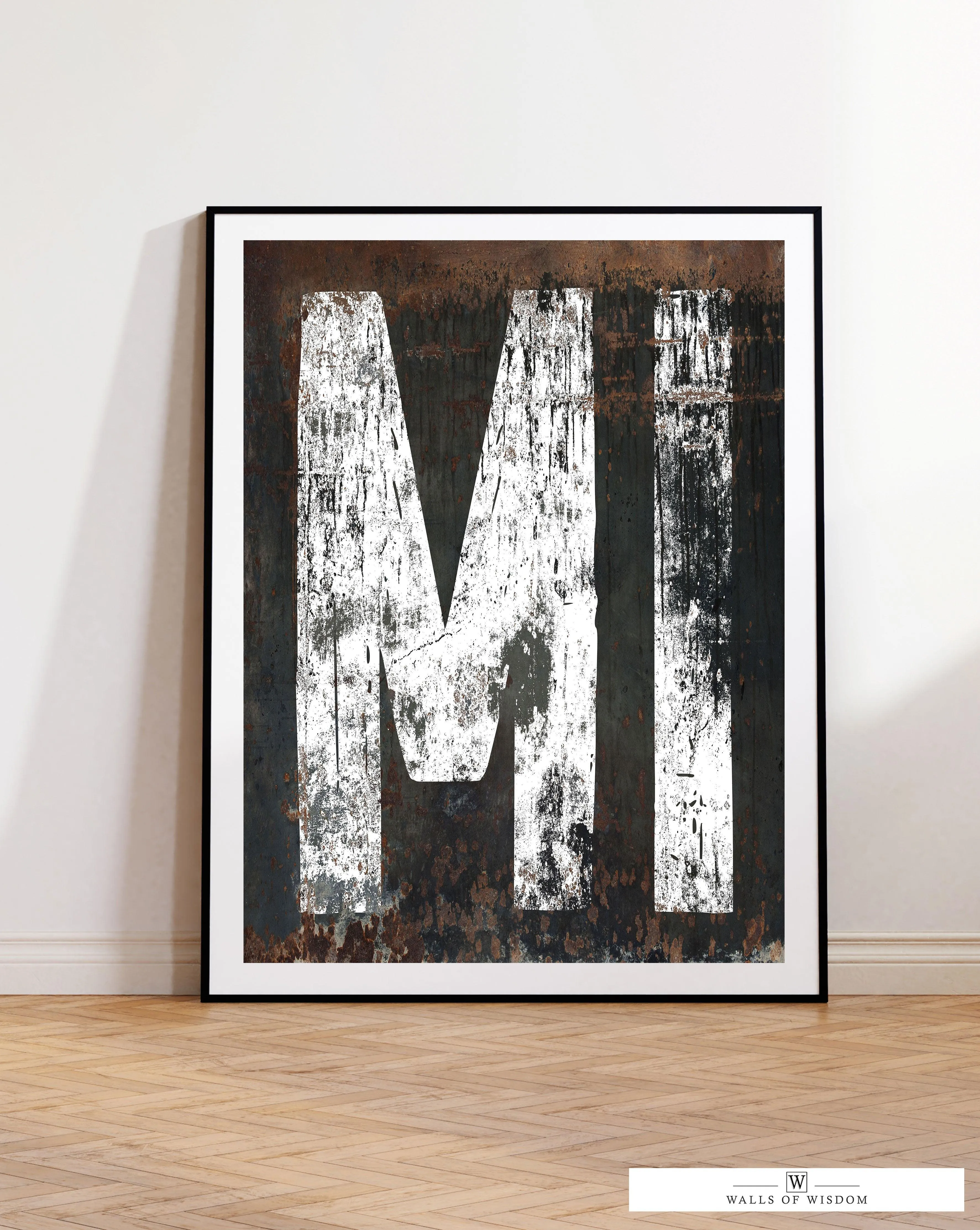 Michigan Home State Rustic Poster  - MI State Sign Western Style Vintage Print Wall Art