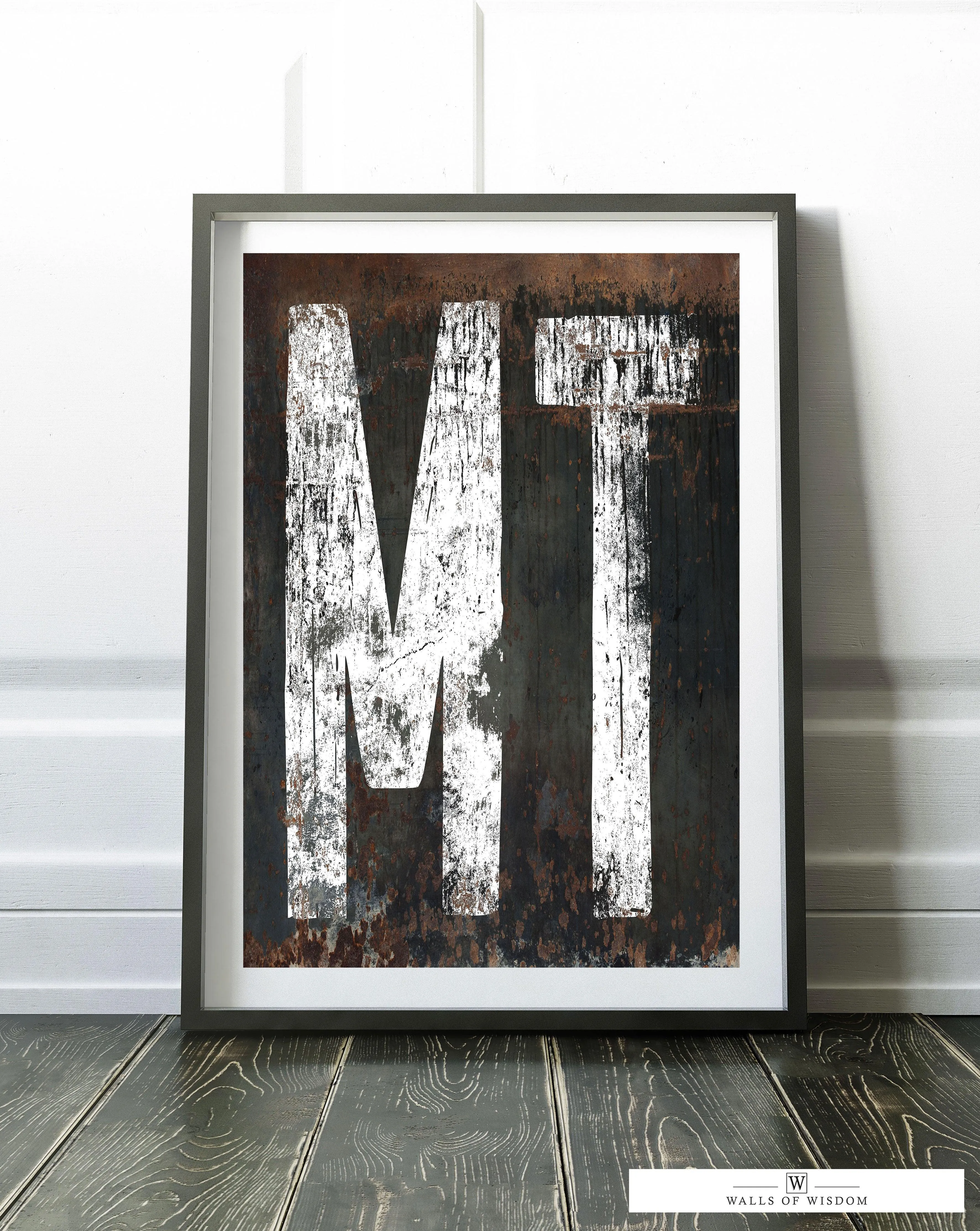 Montana Home State Typographic Poster Print - MT State Sign Southwest Print Wall Art