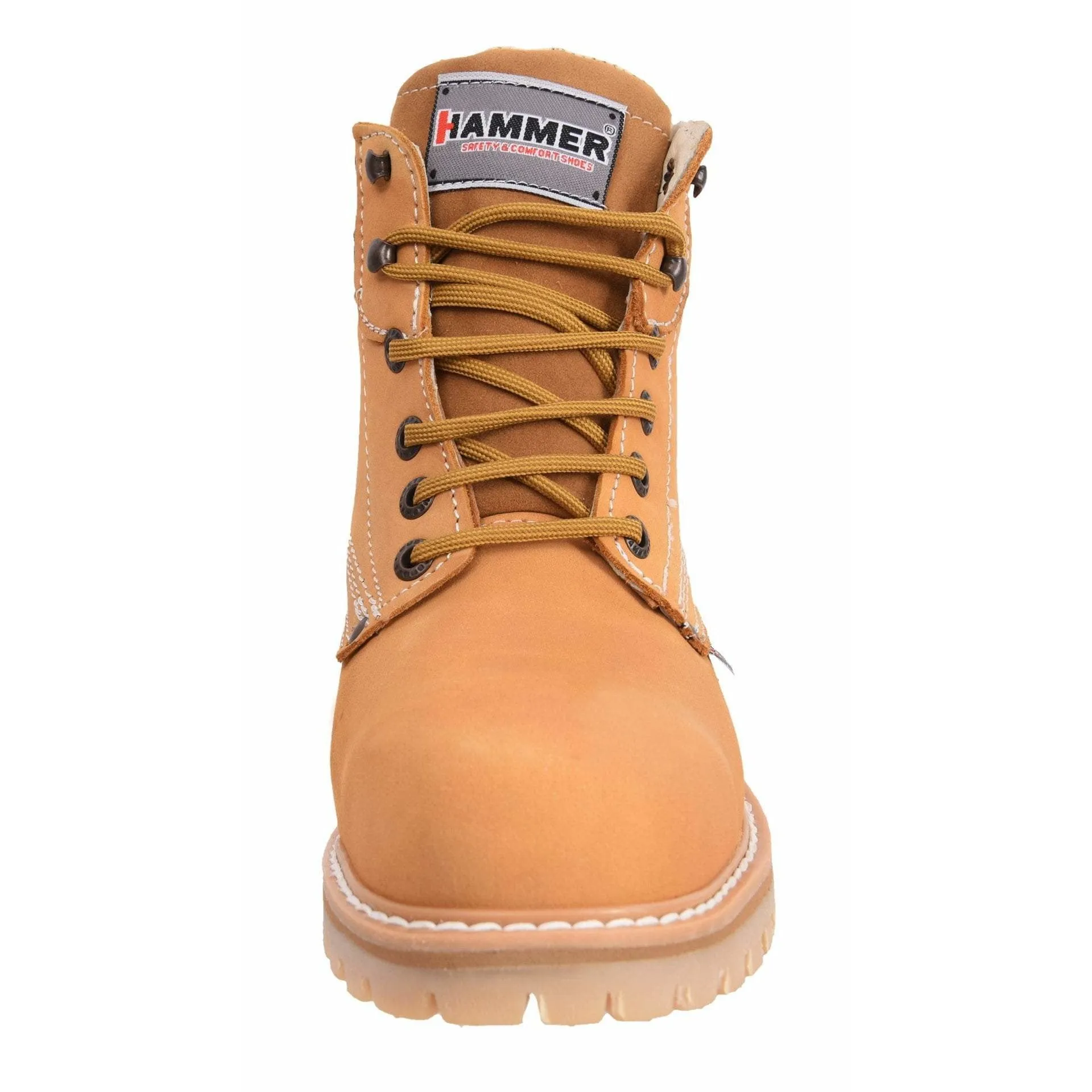 MU033 HAMMER  Work Boots 6" Leather Steel Toe HONEY, Ankle-High, Track  Durable Rubber Outsole