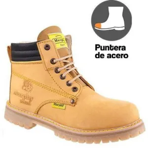 MU033 HAMMER  Work Boots 6" Leather Steel Toe HONEY, Ankle-High, Track  Durable Rubber Outsole