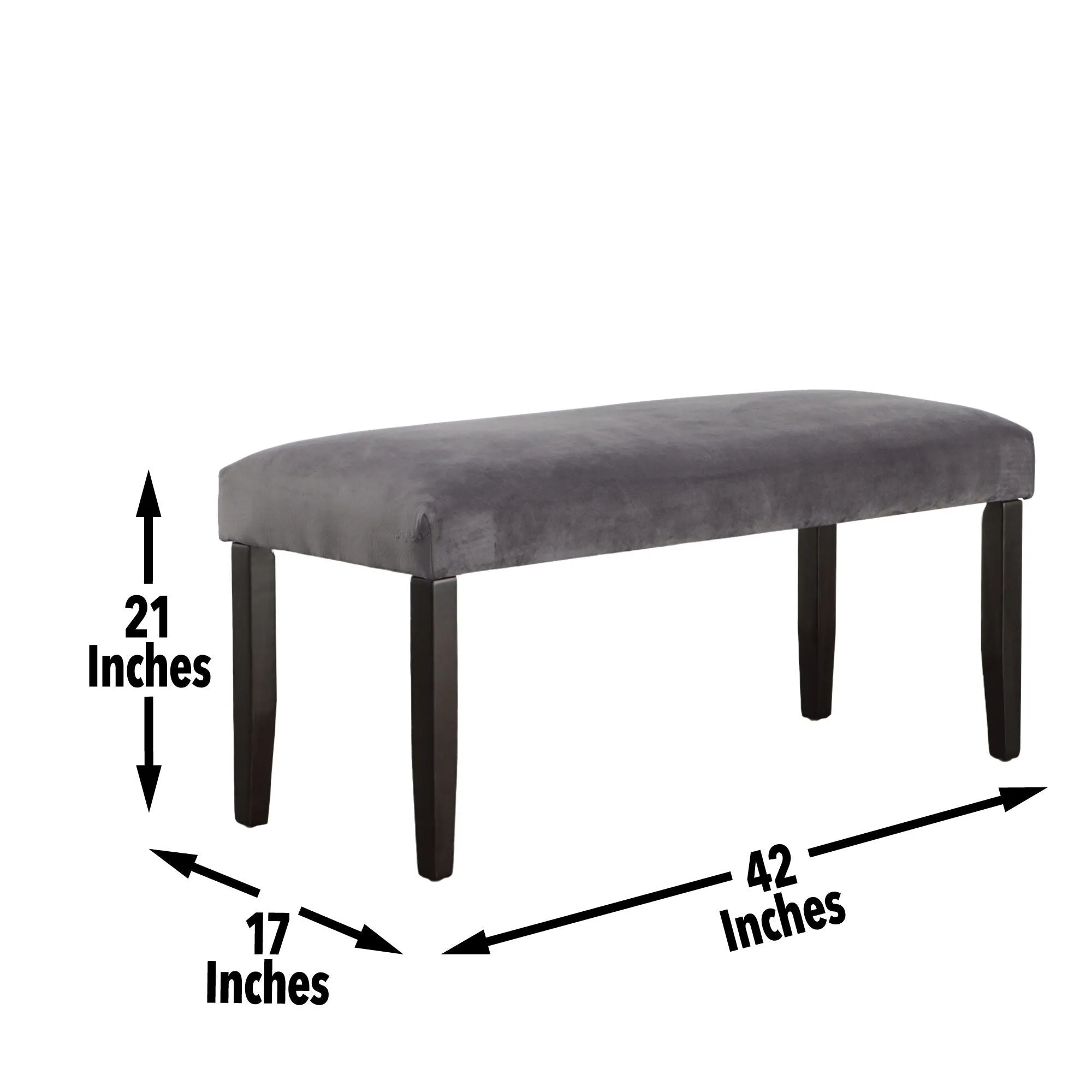 Napoli - Velvet Dining Bench - Gray