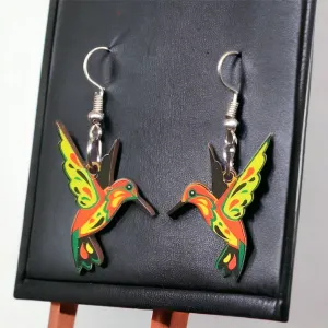 OLDTRIBES™ Painted Neon and Red Bird Earrings