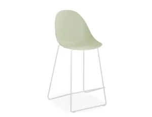 Pebble Mint Green Stool Shell Seat - Counter Stool 65cm Seat - White Base