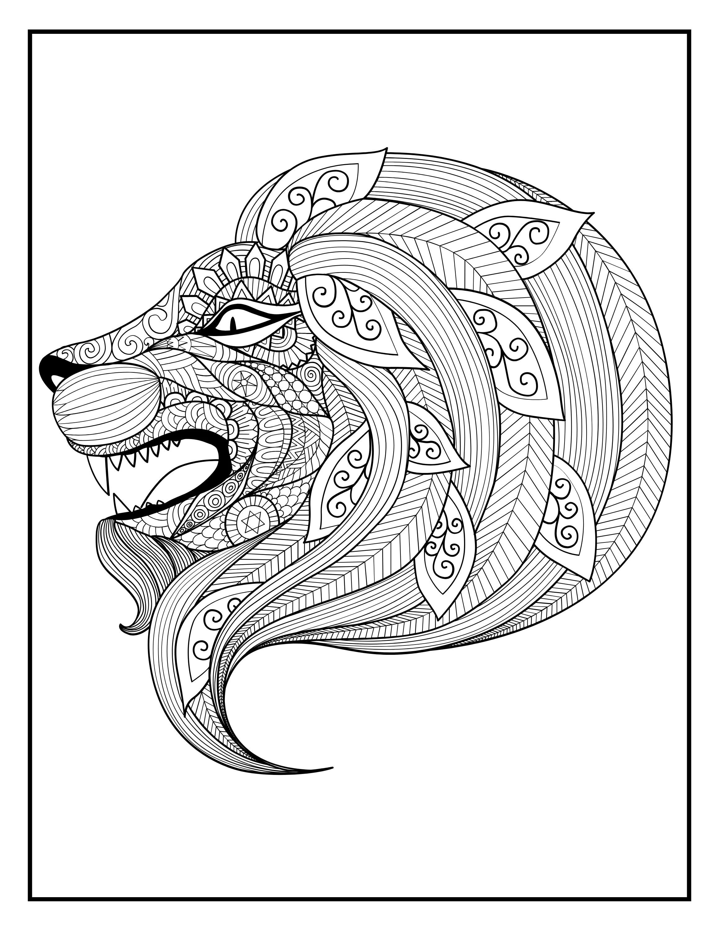 Printable Stress Relieving Animal Designs Coloring Book: Calming & Detailed Pages