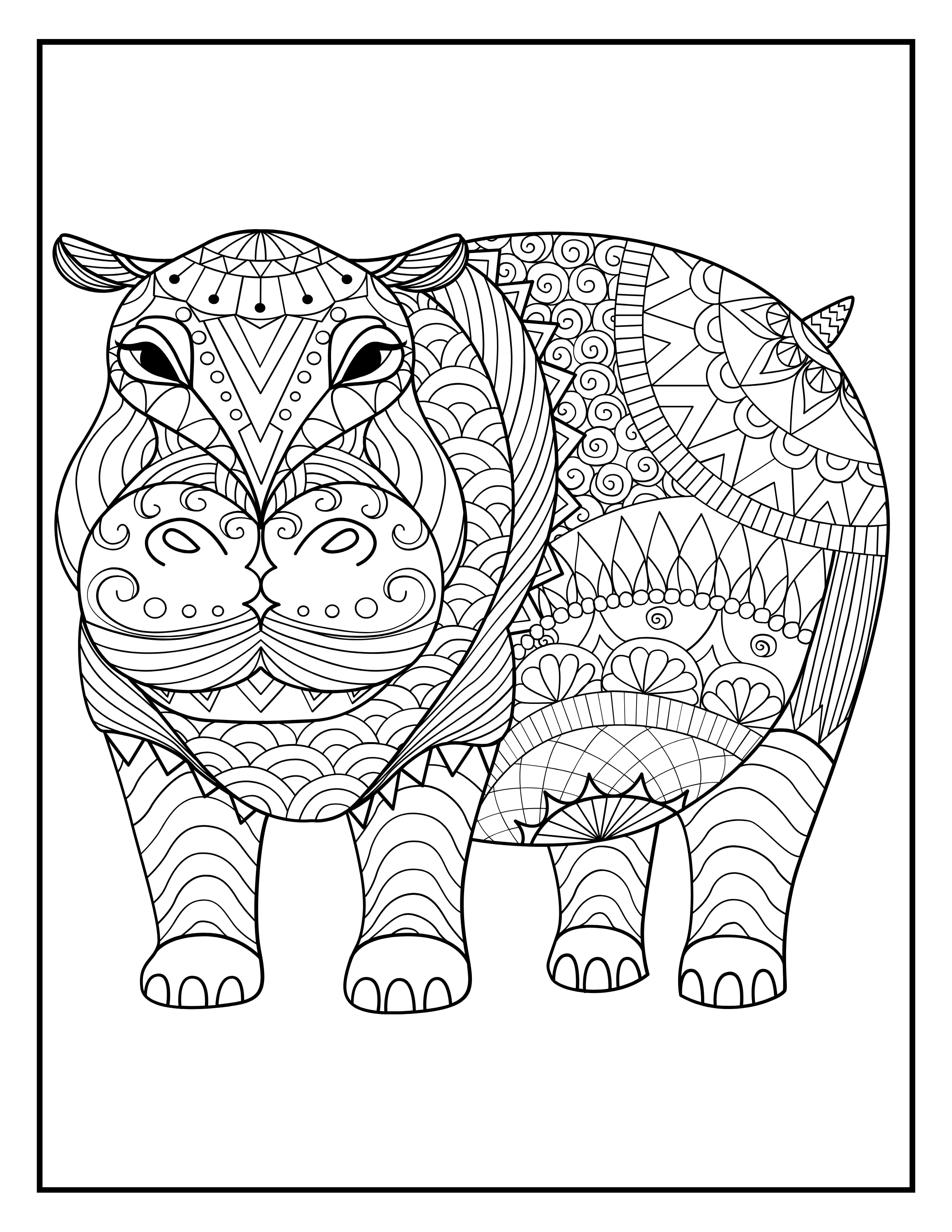 Printable Stress Relieving Animal Designs Coloring Book: Calming & Detailed Pages