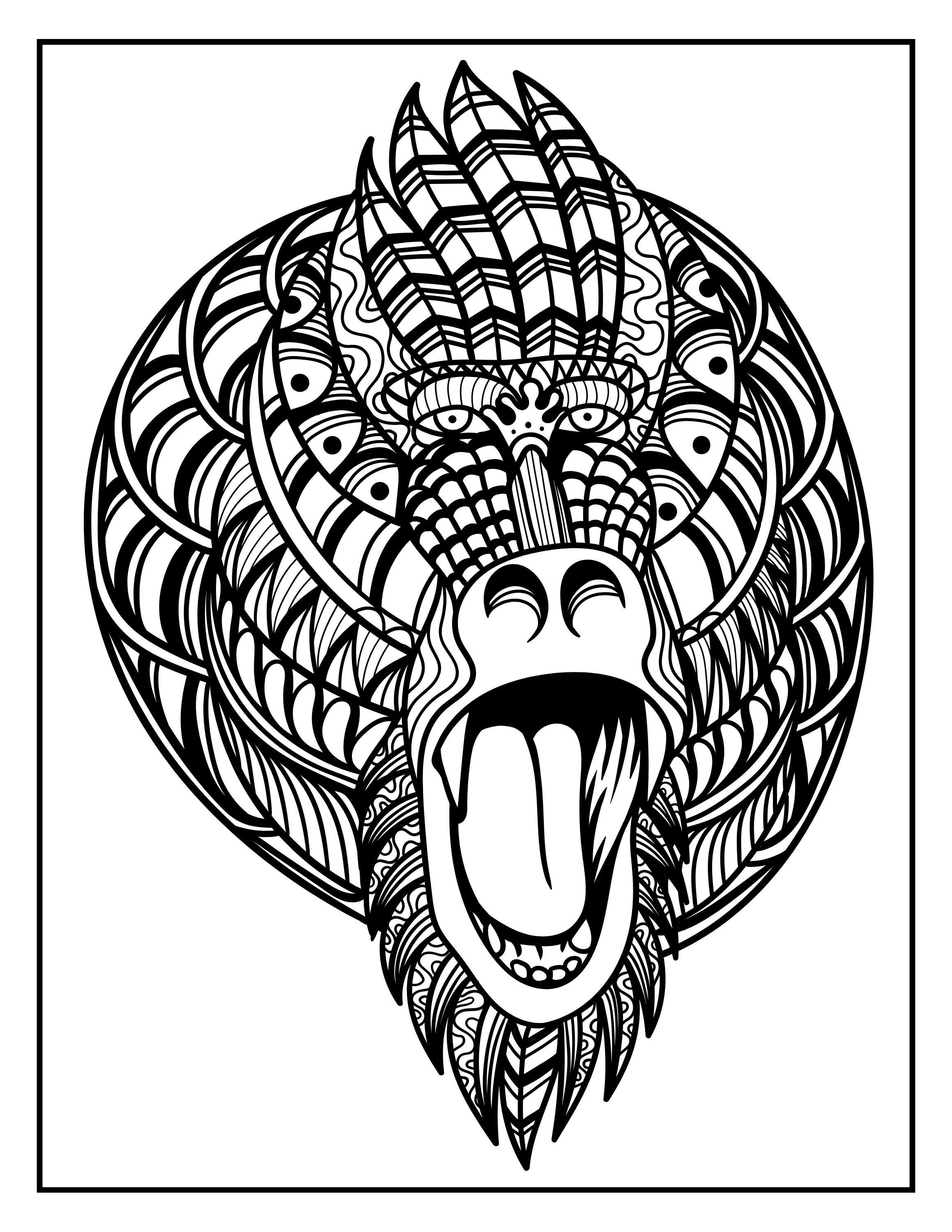 Printable Stress Relieving Animal Designs Coloring Book: Calming & Detailed Pages