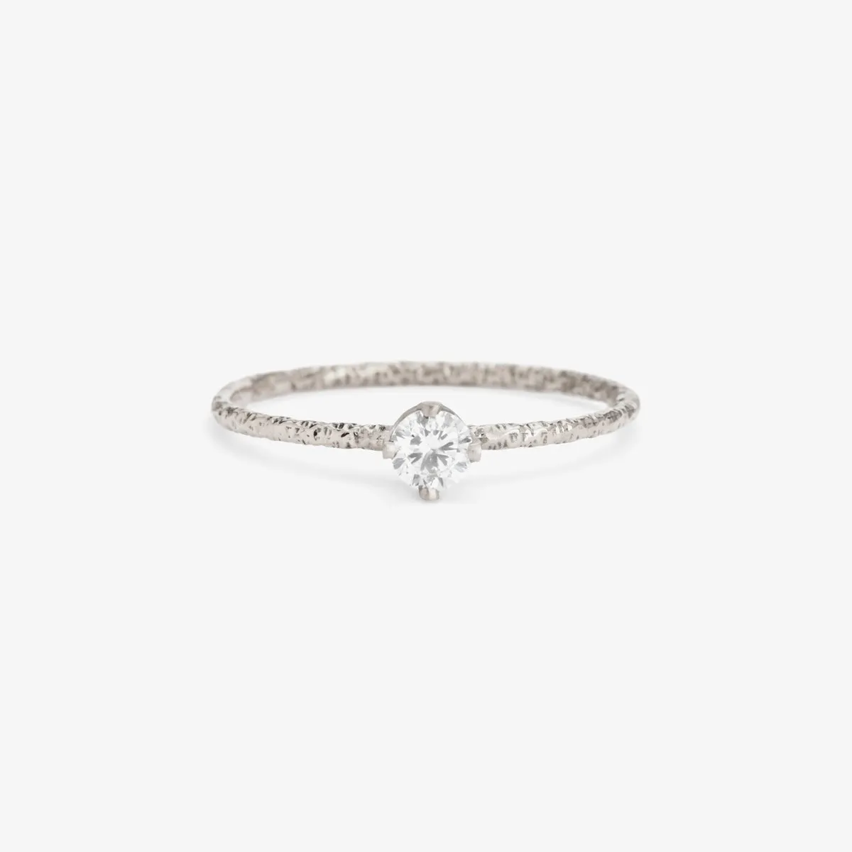 R9003W | 3.5mm White Diamond Homespun Solitaire Ring