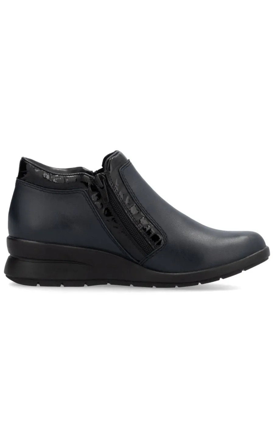 Rieker Zip Ankle Boots in Navy