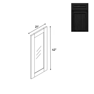 RTA - Elegant Shaker Black - 21"W x 42"H x 0.75"D - Wall Molding Glass Door with 1 Door