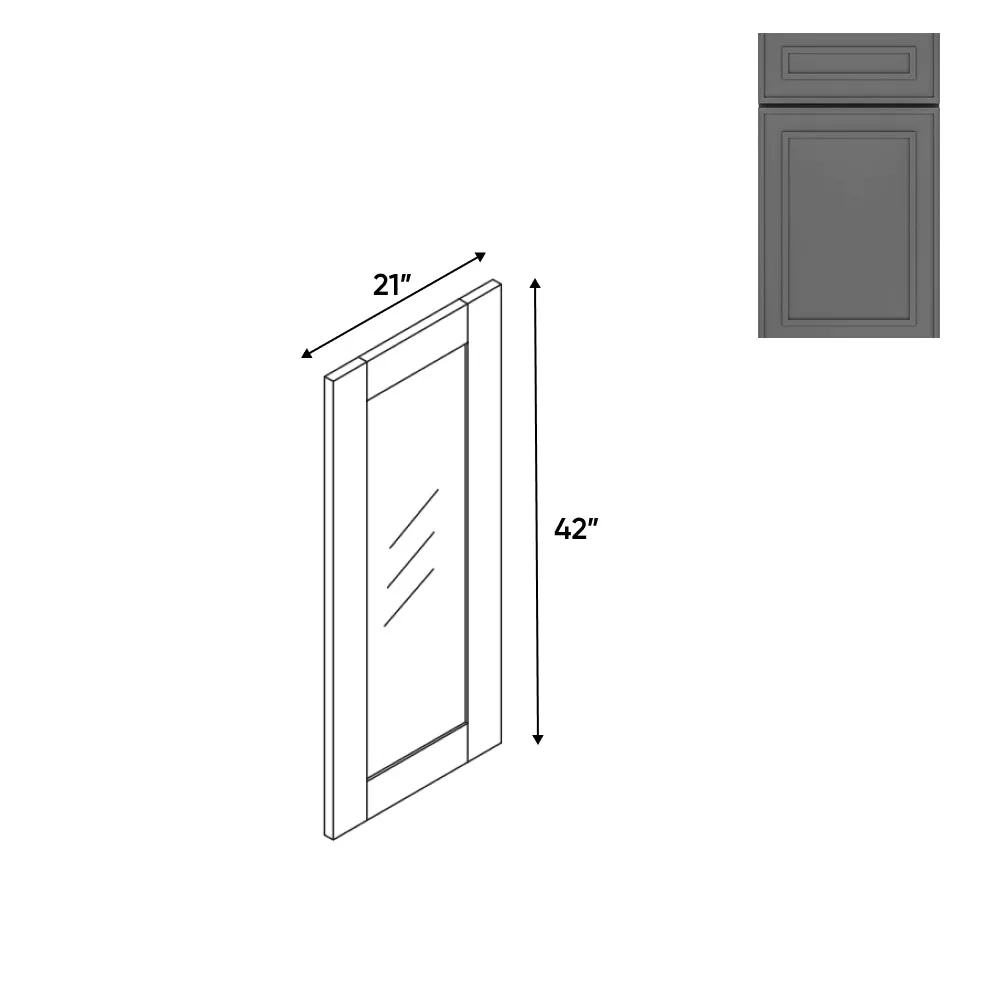 RTA - Elegant Shaker Grey - 21"W x 42"H x 0.75"D - Wall Molding Glass Door with 1 Door