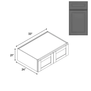 RTA - Elegant Shaker Grey - Wall High Cabinets with 2 Door - 33"W x 21"H x 24"D