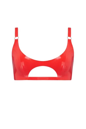 Scarlet Red Cut Out Latex Bralette