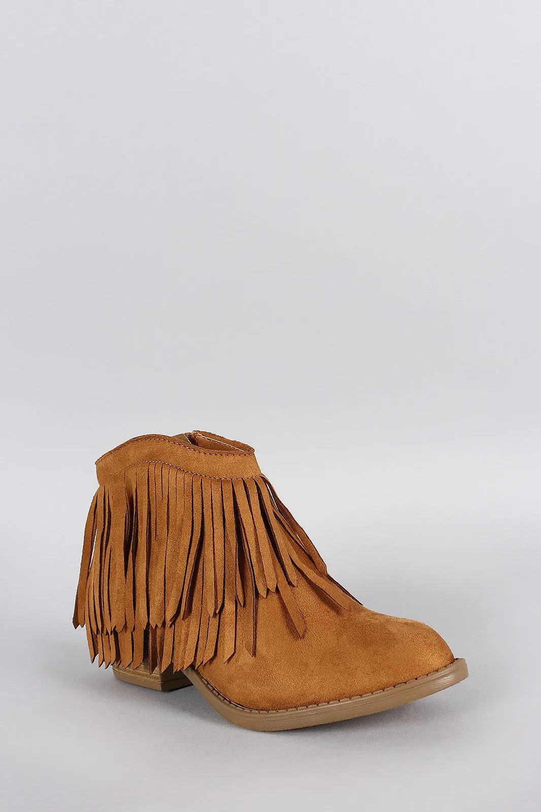 Soda Suede Fringe Ankle Bootie