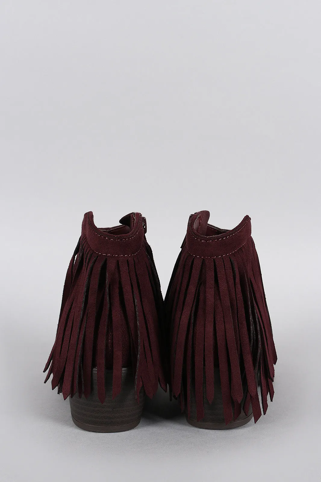 Soda Suede Fringe Ankle Bootie