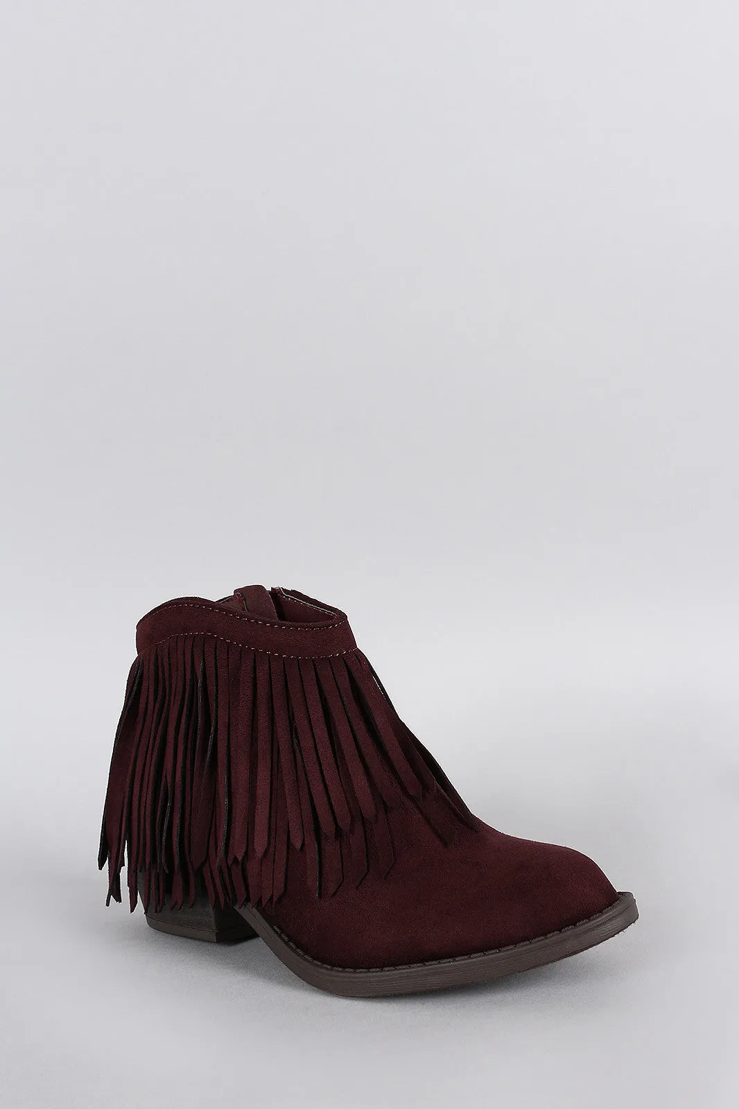 Soda Suede Fringe Ankle Bootie