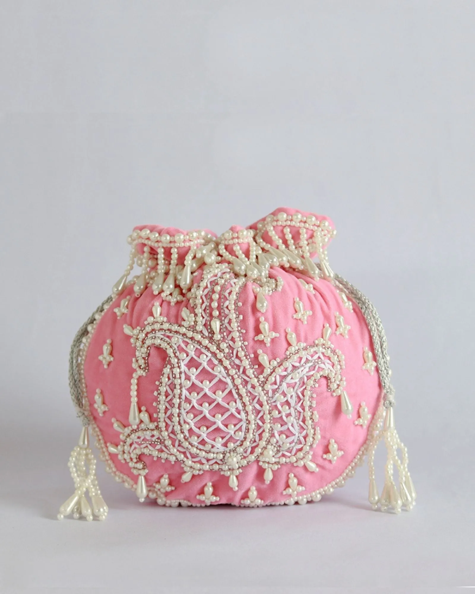 Sukoon Hand Embroidered Potli with Pearl Handle