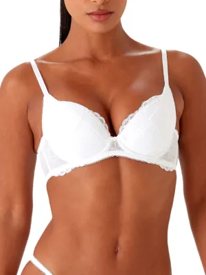 Superboost Lace Padded Plunge Bra - White