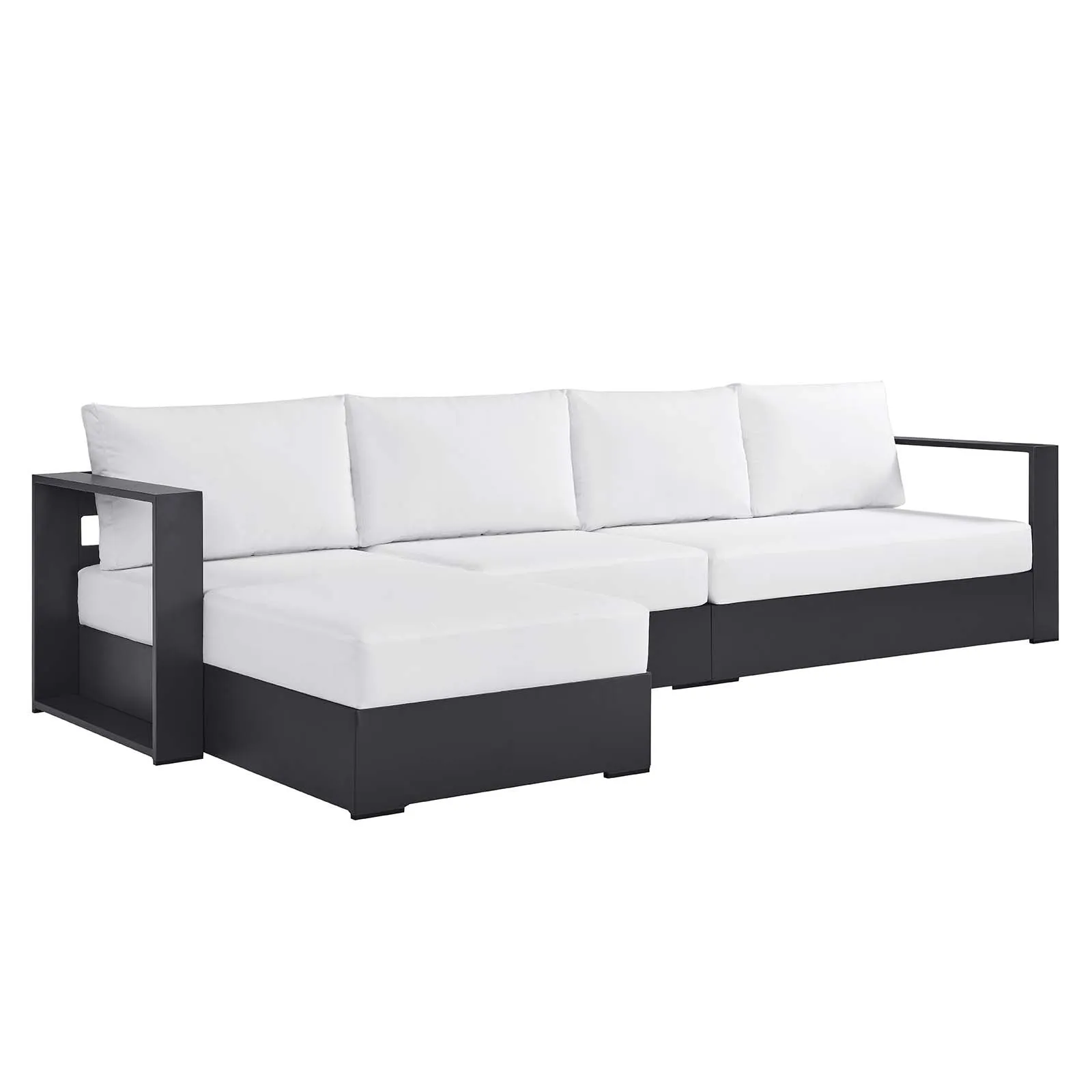 Tahoe Outdoor Patio Powder-Coated Aluminum 3-Piece Left-Facing Chaise Sectional Sofa Set