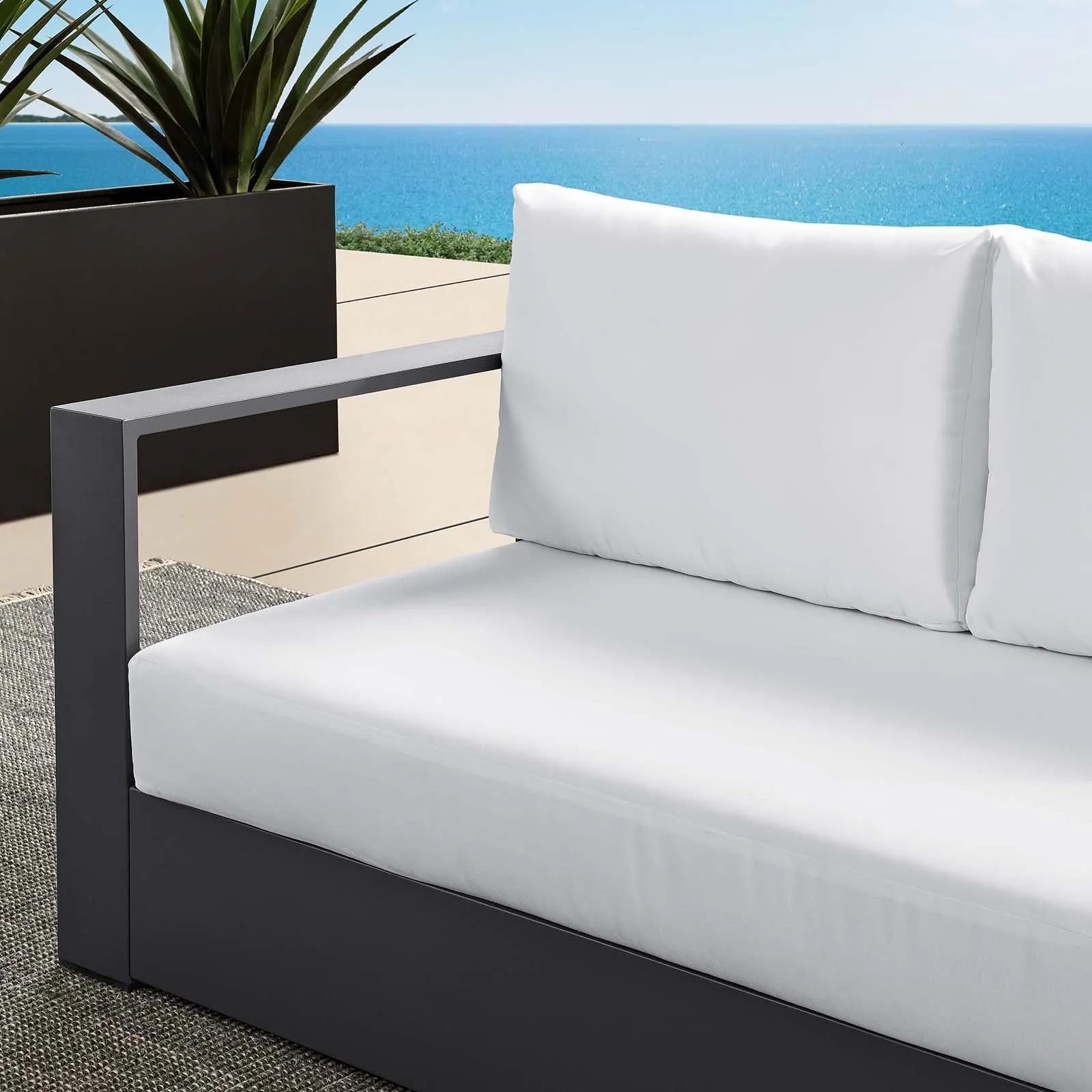 Tahoe Outdoor Patio Powder-Coated Aluminum Modular Left-Facing Loveseat