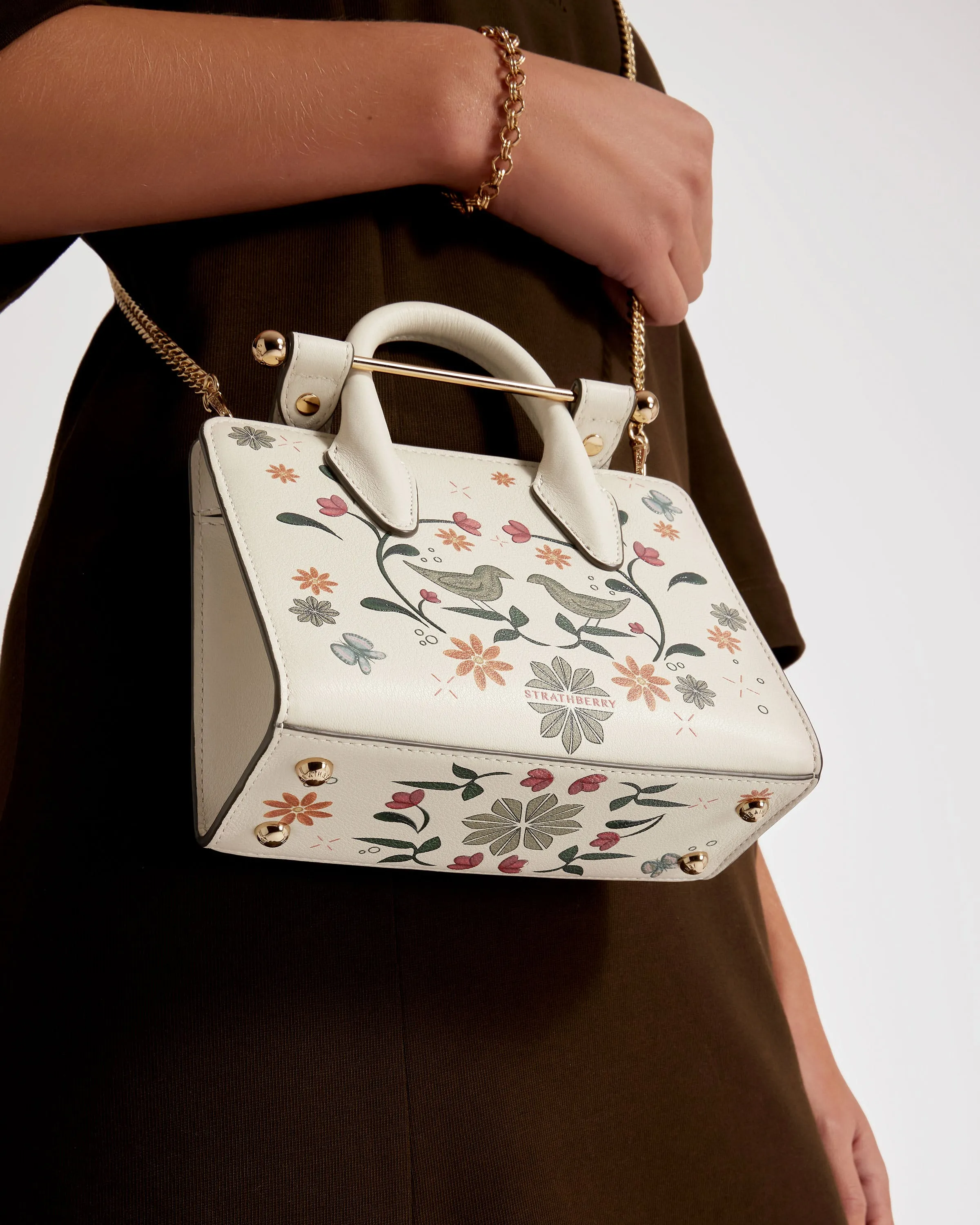 The Strathberry Nano Tote - Vanilla Bird Print