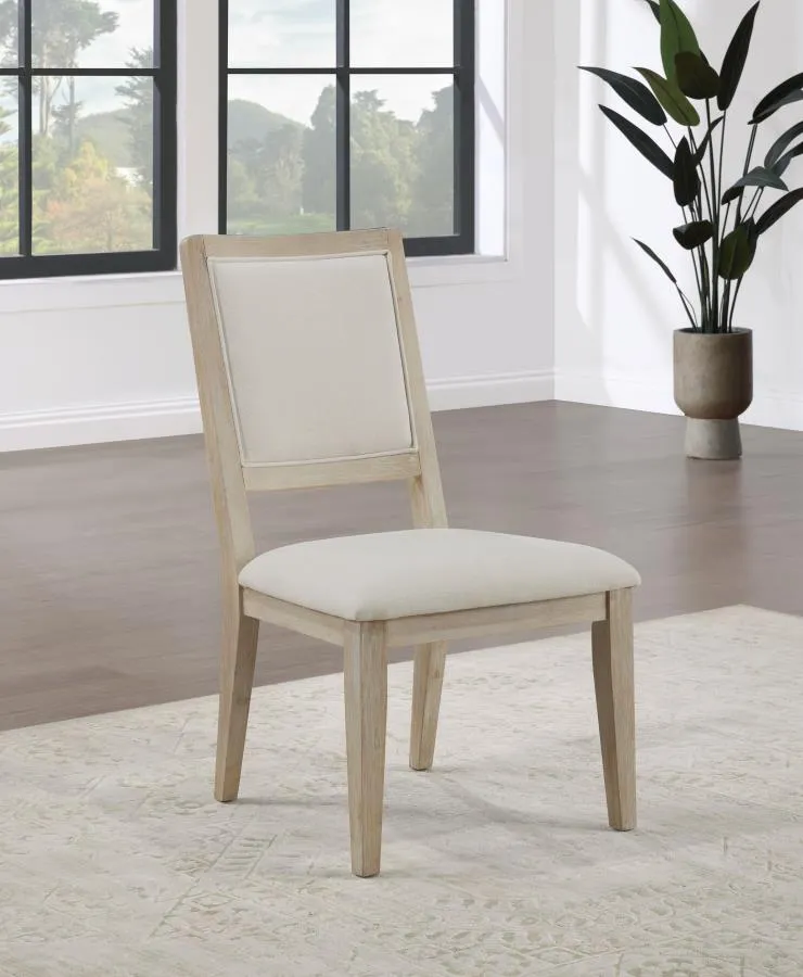 Trofello Upholstered Dining Side Chair White Washed and Beige (Set of 2)