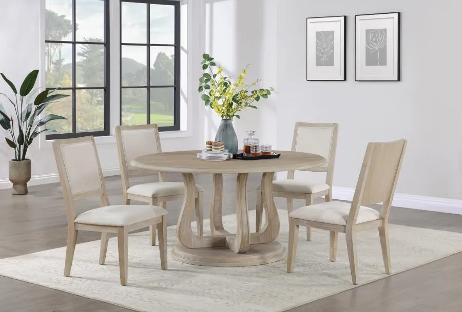 Trofello Upholstered Dining Side Chair White Washed and Beige (Set of 2)