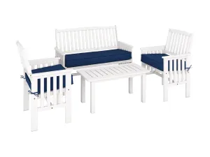 Washed White 4pc Wooden Patio Set