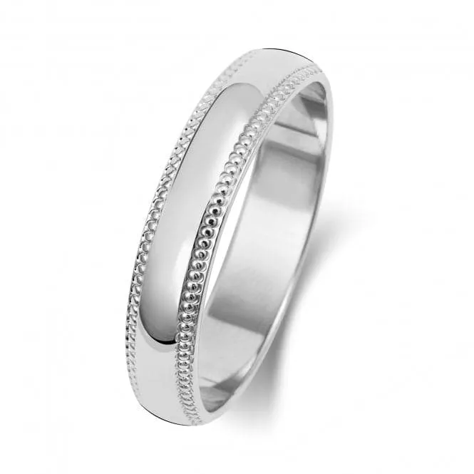 Wedding Band 18K D Shape Millgrain 4 mm-1.2 Wedding  Ring WQ184WM