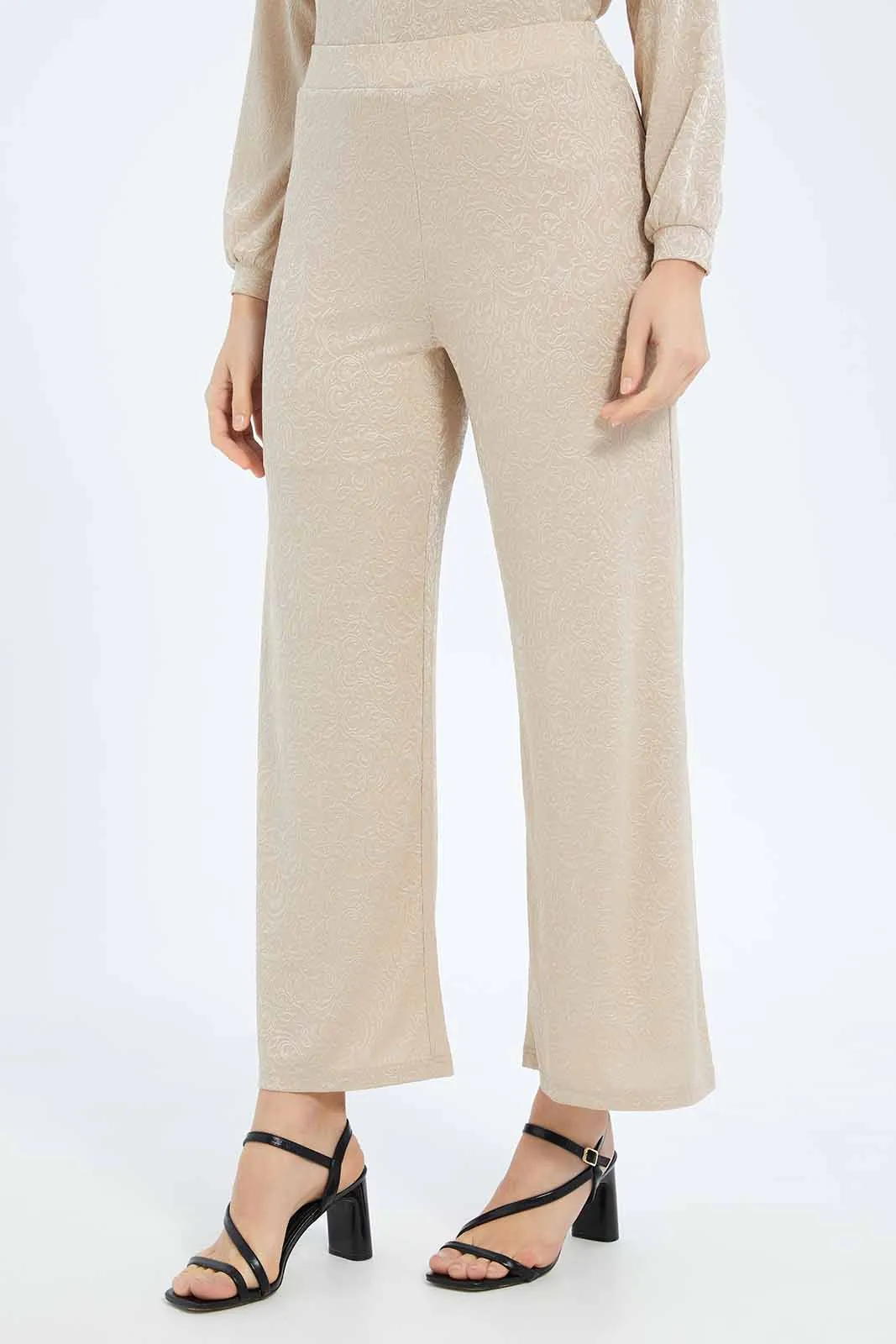 Women Jacquard Widelegged Trouser