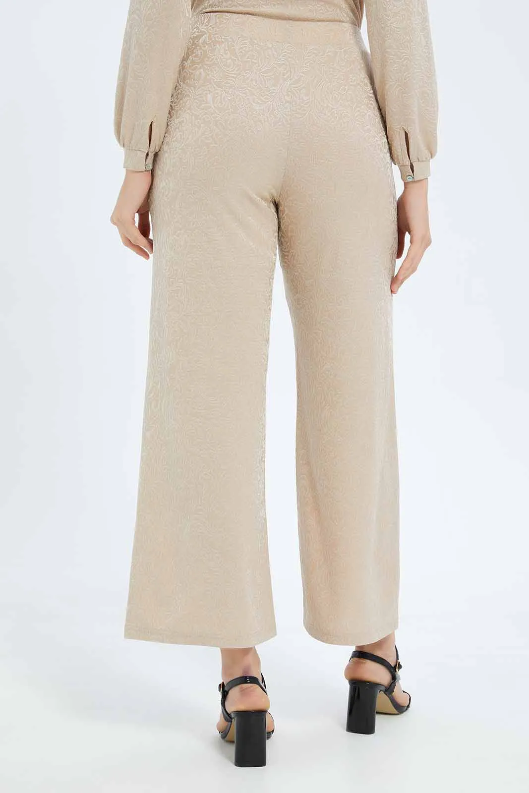 Women Jacquard Widelegged Trouser