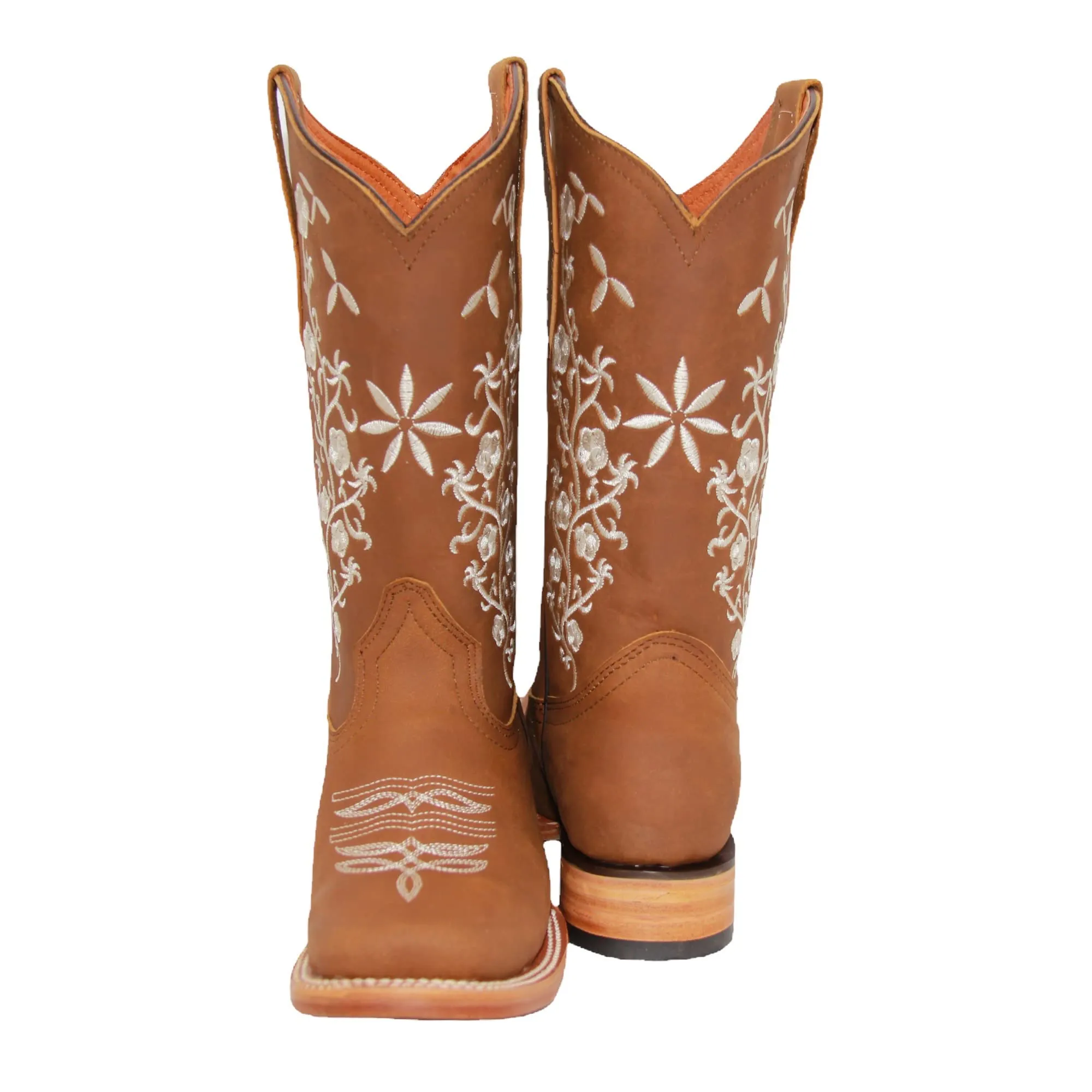 Women’s Floral Embroidered Square Toe Mid Calf Western Boot